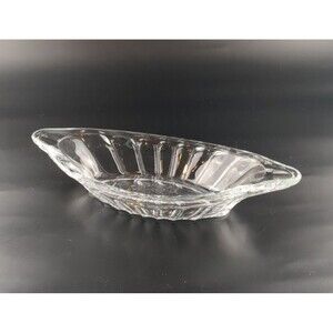 Vintage Glass Decorative Candy Dish Oval Shaped Banana‎ Split Relish Trinkets